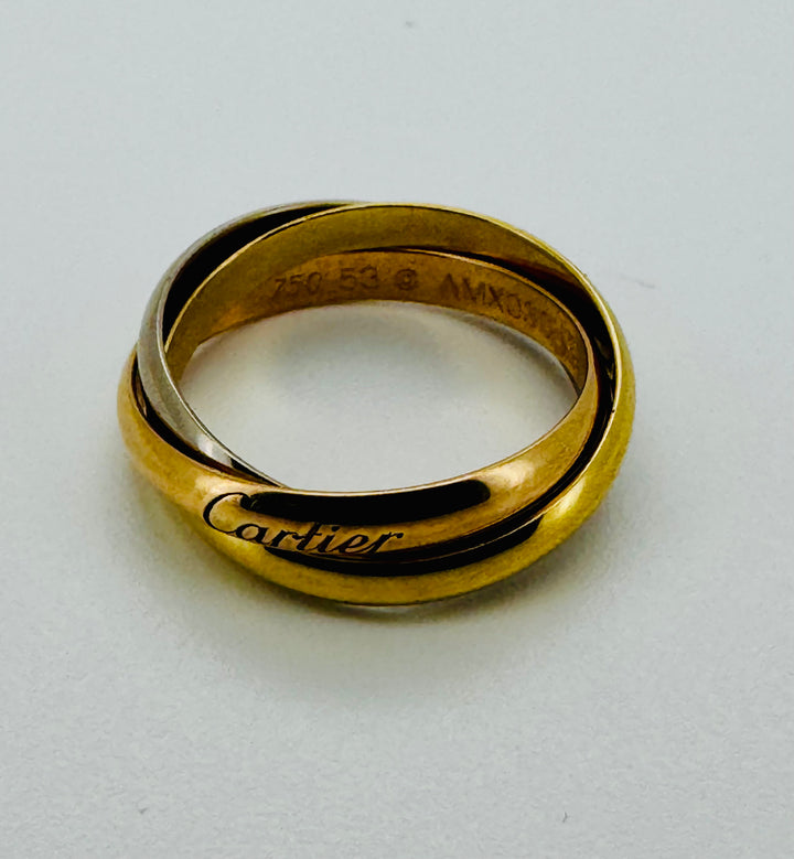 Cartier Trinity Ring 18kt Yellow,Rose & White Gold. With Box Size 53