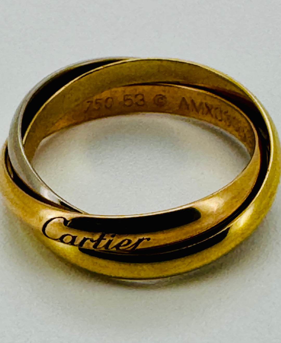 Cartier Trinity Ring 18kt Yellow,Rose & White Gold. With Box Size 53