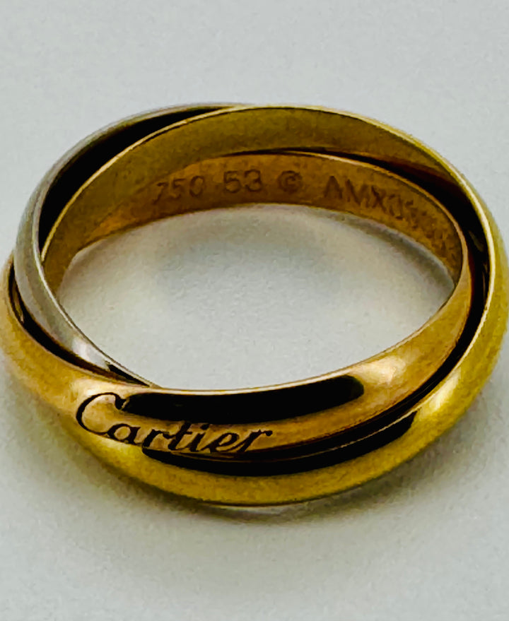 Cartier Trinity Ring 18kt Yellow,Rose & White Gold. With Box Size 53