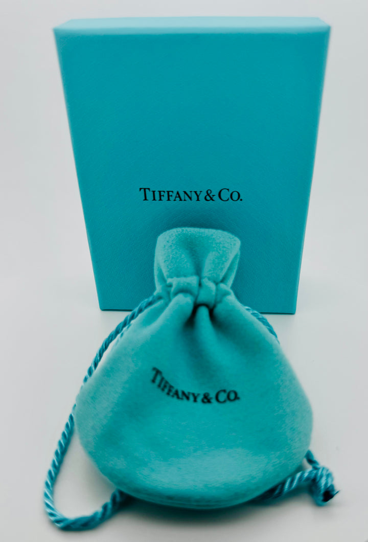 Tiffany & Co Blue Enamel And Diamond 925 Heart Bead Bracelet With Box & Pouch
