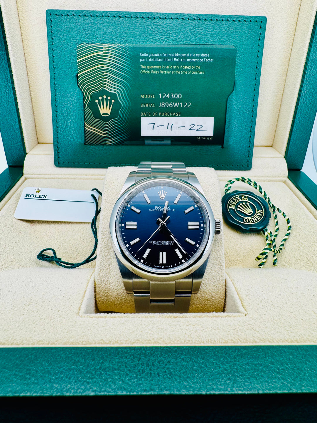 Rolex Oyster Perpetual 41 124300 Blue 41mm 2022 Box and Papers (with Tags)